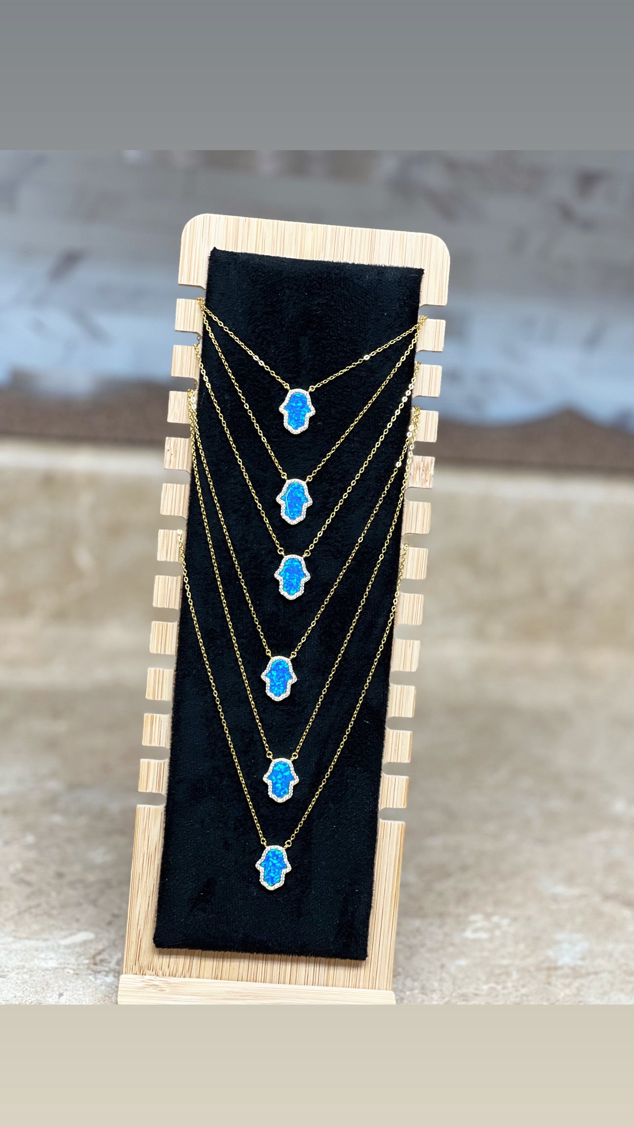 18k Gold Plated over Sterling Silver, Opal Hamsa Necklace