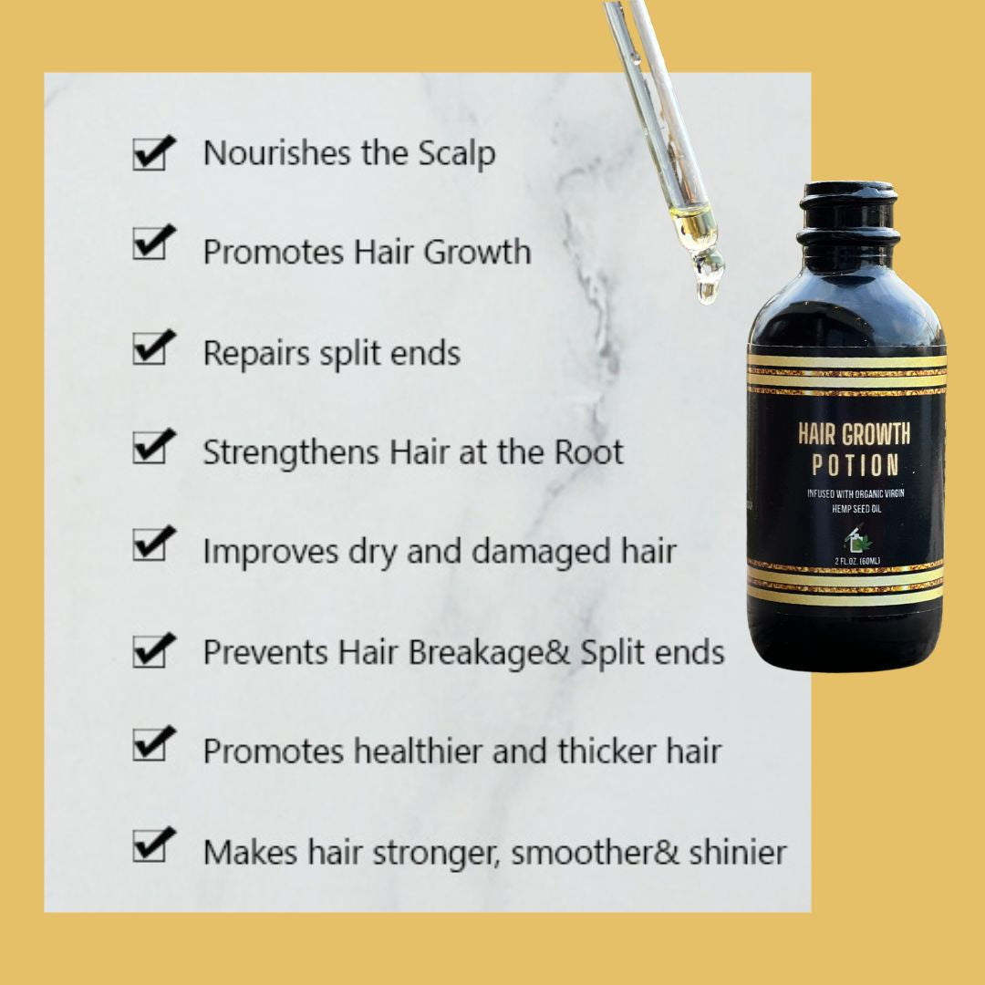 Hair Growth Potion-Infused with Hemp Seed Oil- Strengthens & Repairs Scalp & Hair 2oz